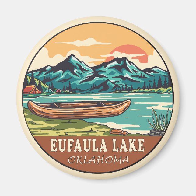 Eufaula Lake Oklahoma Boating Fishing Emblem Magnet (Front)
