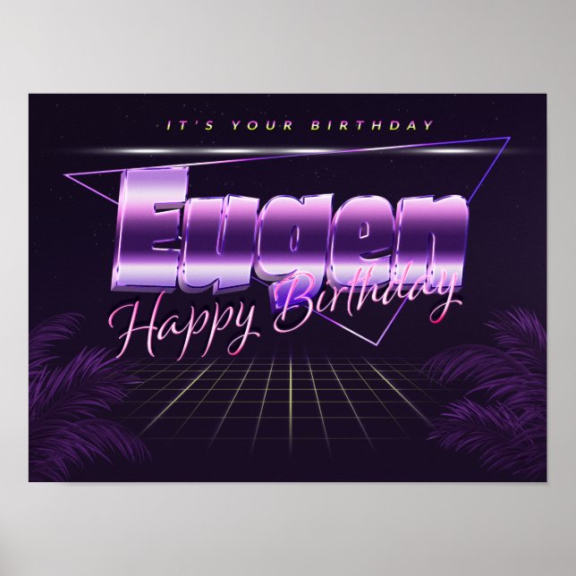 Eugen Name First Name purla retro Poster Birthday (Front)