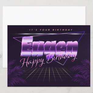 Eugen Name Vorname lila retro Karte Geburtstag Card