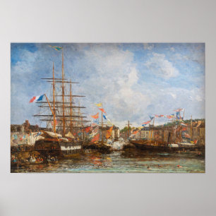 Eugene Boudin - Festival in the Harbor of Honfleur Poster