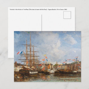 Eugene Boudin - Festival in the Harbour of Honfleu Postcard