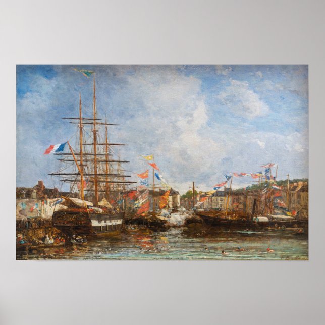 Eugene Boudin - Festival in the Harbour of Honfleu Poster (Front)
