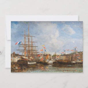 Eugene Boudin - Festival in the Harbour of Honfleu Thank You Card