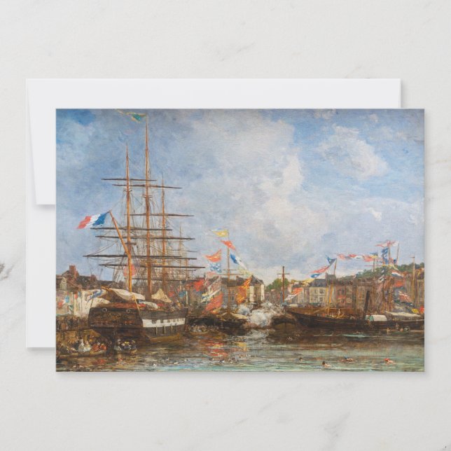 Eugene Boudin - Festival in the Harbour of Honfleu Thank You Card (Front)