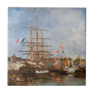 Eugene Boudin - Festival in the Harbour of Honfleu Tile