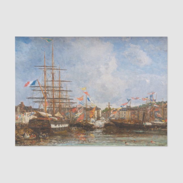 Eugene Boudin - Festival in the Harbour of Honfleu Tissue Paper (Front)