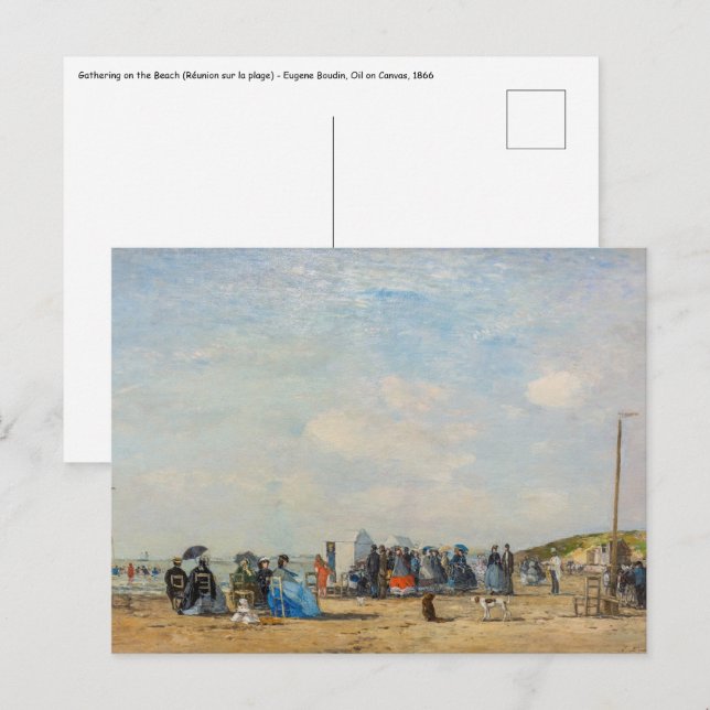Eugene Boudin - Gathering on the Beach Postcard (Front/Back)