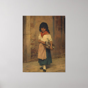 Eugene de Blaas 1871 Venetian Fish Seller Girl M Canvas Print