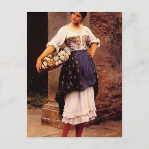 Eugene de Blaas- Venetian flower seller Postcard