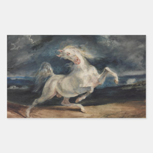 Eugene Delacroix - Horse Frightened by Lightning Rectangular Sticker