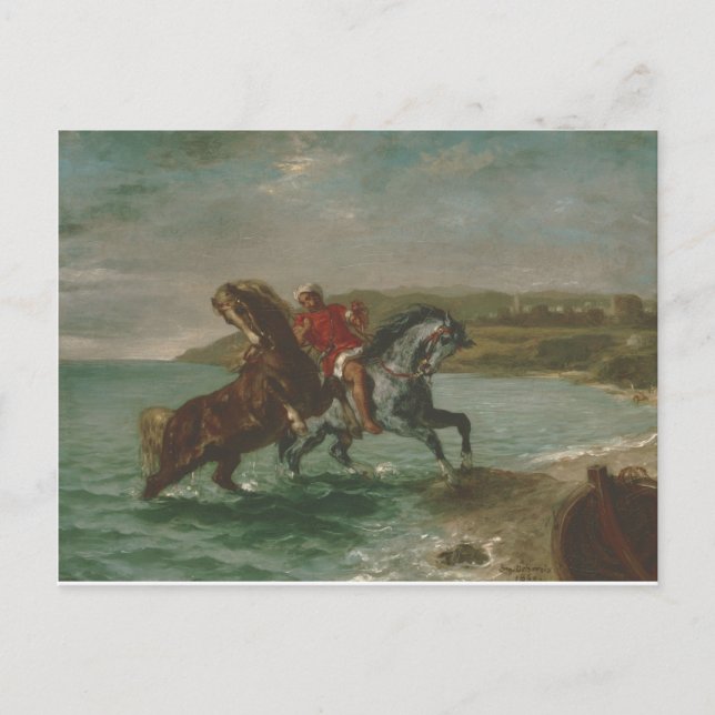 Eugene Delacroix Horses Coming Out of the Sea Postcard (Front)
