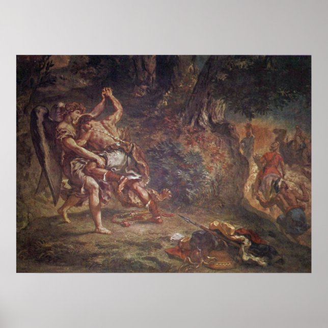 Eugene Delacroix - Jacob wrestling with angel Poster (Front)