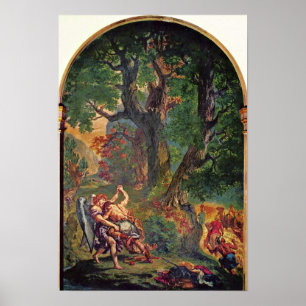 Eugene Delacroix - Jacob wrestling with angel Poster