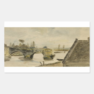 Eugene Delacroix - The Old Bridge at Nantes Rectangular Sticker
