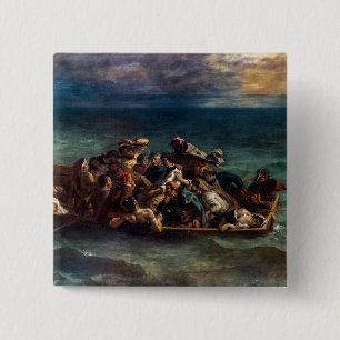Eugene Delacroix - The Shipwreck of Don Juan 15 Cm Square Badge