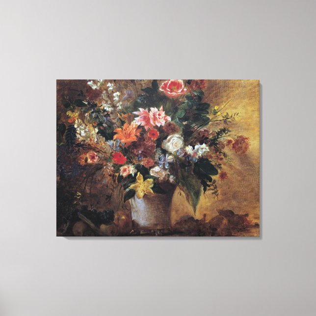 Eugene Delacroix Vintage Bouquet of Flowers Canvas Print (Front)