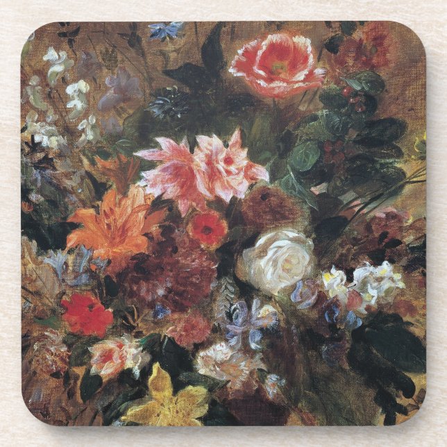 Eugene Delacroix Vintage Bouquet of Flowers Coaster (Front)