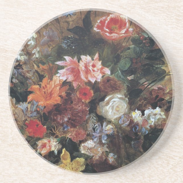 Eugene Delacroix Vintage Bouquet of Flowers Coaster (Front)