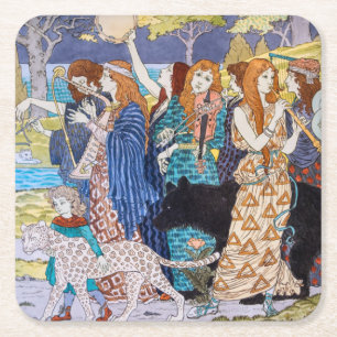 Eugene Grasset - Harmony Decorative Panel Square Paper Coaster
