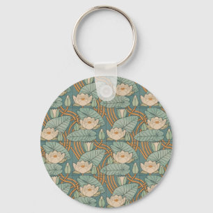 Eugene Grasset Water Lily Lilies Floral Design Key Ring
