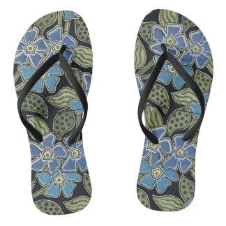 Eugene Grasset's Blue Flowers Flip Flops
