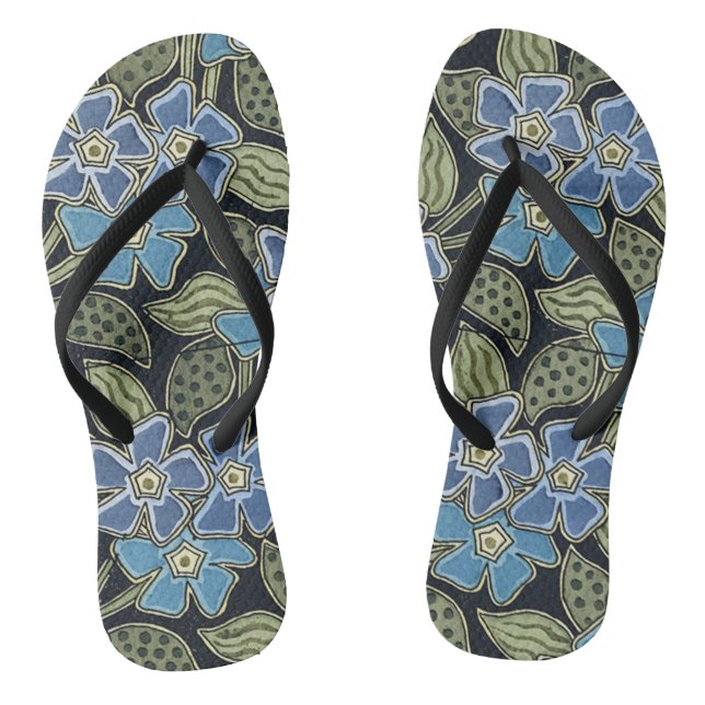 Eugene Grasset's Blue Flowers Flip Flops (Footbed)