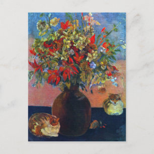Eugène Henri Paul Gauguin - Flowers and Cats Postcard