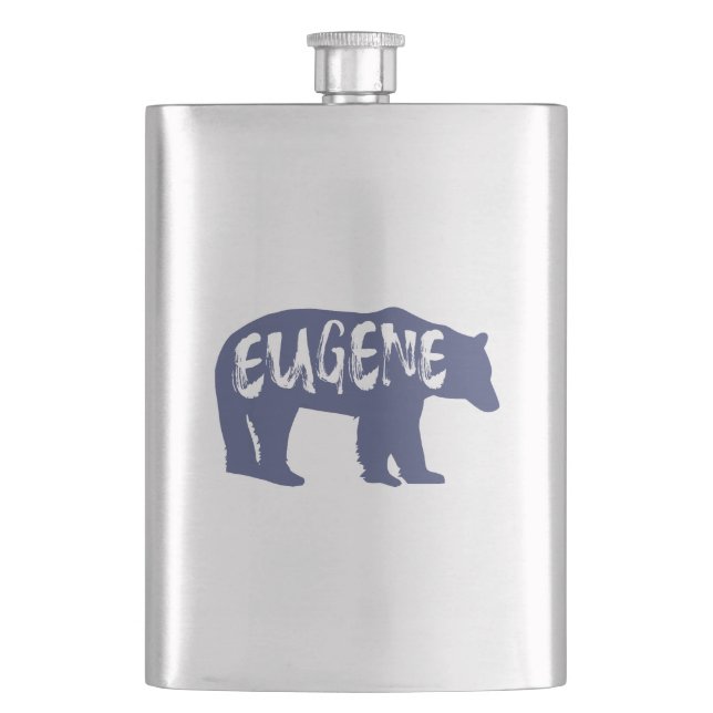 Eugene Oregon Bear Hip Flask (Front)