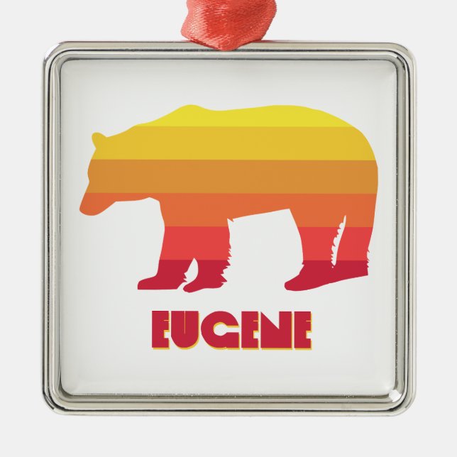 Eugene Oregon Rainbow Bear Metal Tree Decoration (Front)