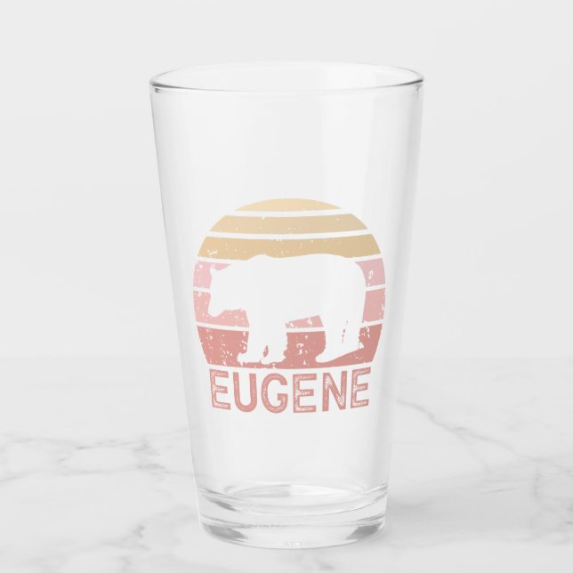Eugene Oregon Retro Bear Glass (Front)