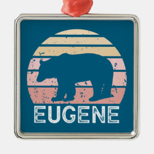 Eugene Oregon Retro Bear Metal Tree Decoration