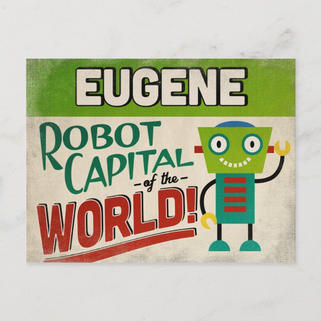 Eugene Oregon Robot - Funny Vintage Postcard (Front)
