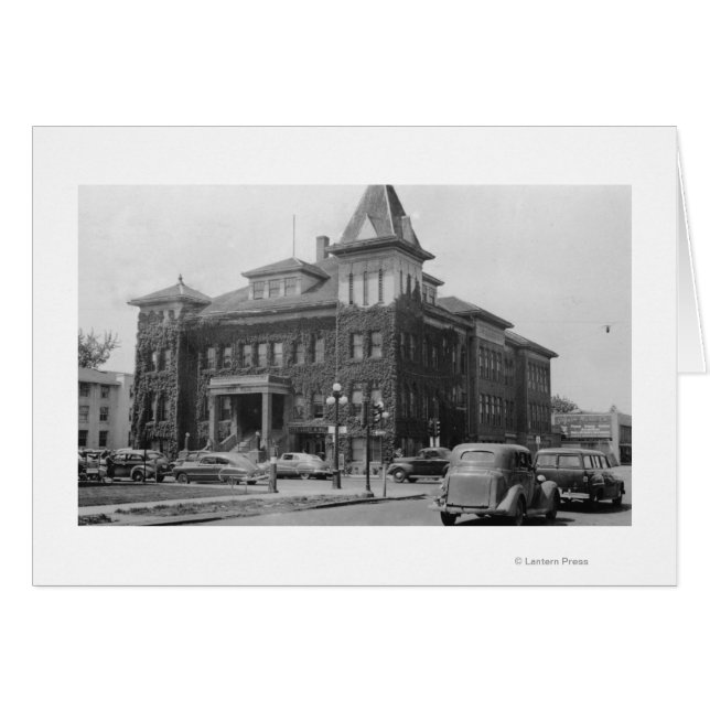 Eugene, Oregon Scene with City Hall Photograph (Front Horizontal)