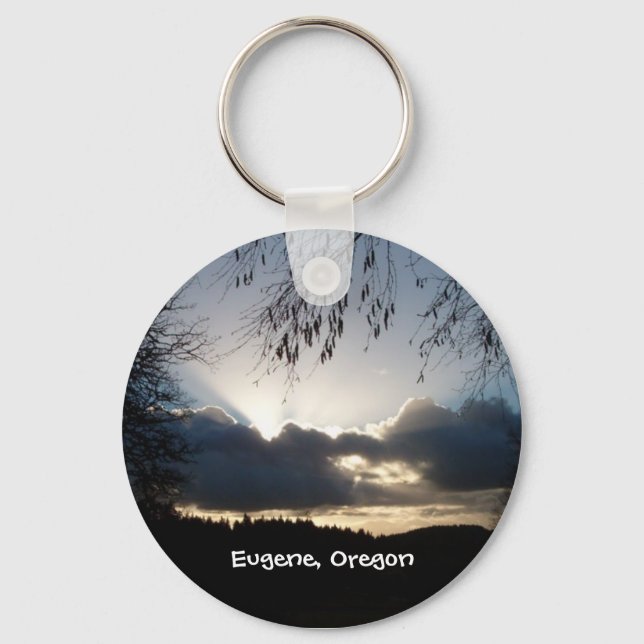 Eugene, Oregon Sunset Key Ring (Front)
