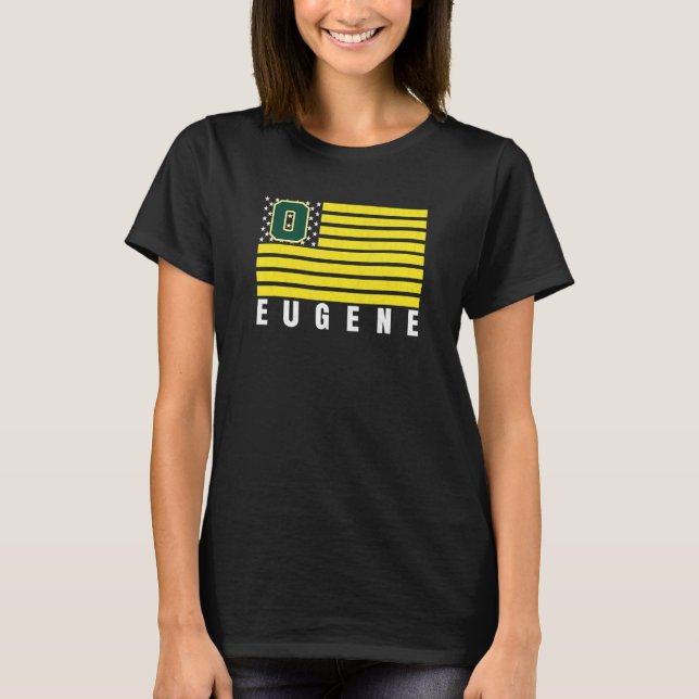 Eugene Oregon USA Flag GreenYellow Eugene OR Ameri T-Shirt (Front)