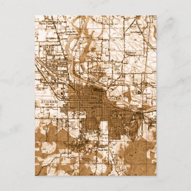 Eugene Oregon Vintage map Postcard (Front)