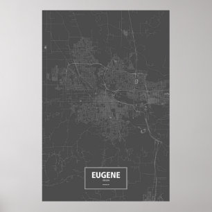 Eugene, Oregon (white on black) Poster