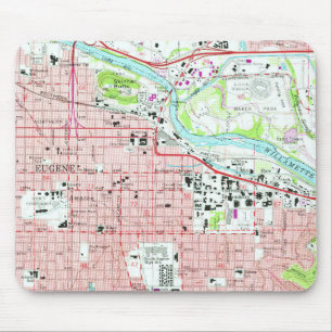 Eugene University of Oregon Vintage Map  Mouse Mat