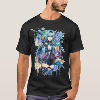 Eula Lawrence Genshin Vaporwave CRT Low-Res Aesthe T-Shirt
