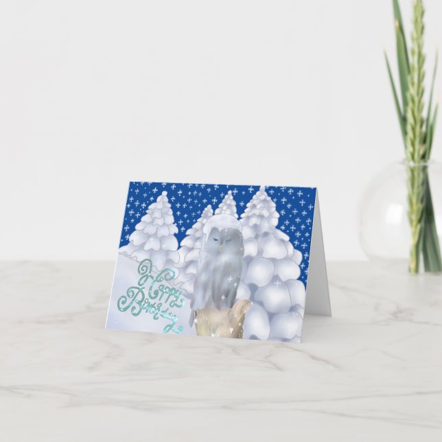 Eule im Schnee Note Card (Front)