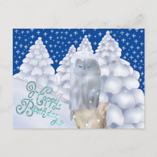 Eule im Schnee Postcard (Front)