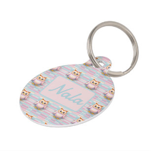 Eule mit Querstreifen muster pastellfarben Muster Pet Tag