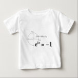 Euler's Identity Math Formula Baby T-Shirt<br><div class="desc">Euler's Identity is a mathematical formula which produces a simple relation between 4 of the most important mathematical constants: Euler's number e,  pi,  the imaginary unit i and 1. A real geek shirt.</div>