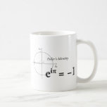 Euler's Identity Math Formula Coffee Mug<br><div class="desc">Euler's Identity is a mathematical formula which produces a simple relation between 4 of the most important mathematical constants: Euler's number e,  pi,  the imaginary unit i and 1. A real geek shirt.</div>