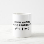 Euler's Identity mug<br><div class="desc">In 1988, a Mathematical Intelligencer poll voted Euler’s identity as the most beautiful theorem of all of mathematics. In one mystical equation, Euler had merged the most amazing numbers of mathematics. It's a symbol of mathematical beauty and perfection.</div>