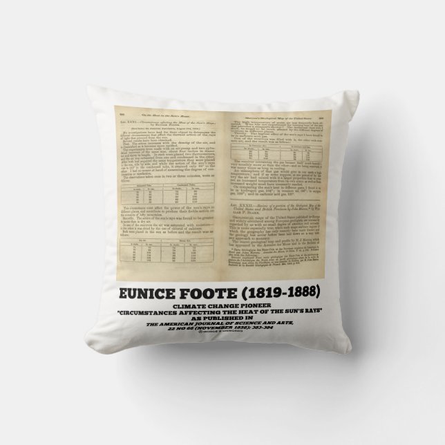 Eunice Foote Climate Change Pioneer 1856 Paper Cushion (Front)