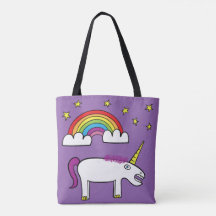 Eunice the Unicorn - All-Over-Print Tote Purple
