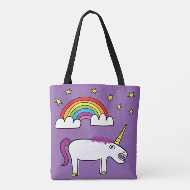 Eunice the Unicorn - All-Over-Print Tote Purple Bag (Back)