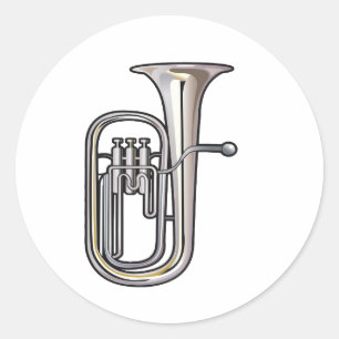 euphonium brass instrument music realistic.png classic round sticker