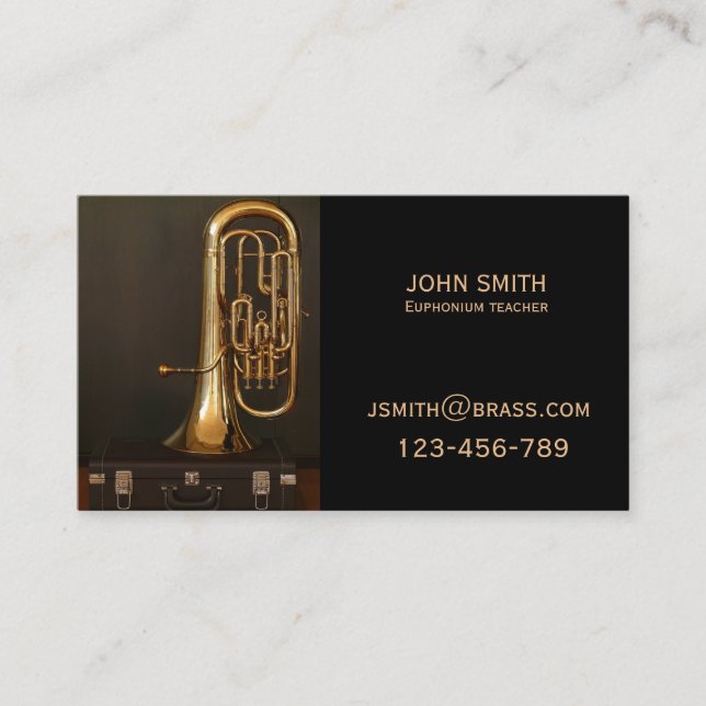 Euphonium brass Teacher or tutor Business Card (Front)